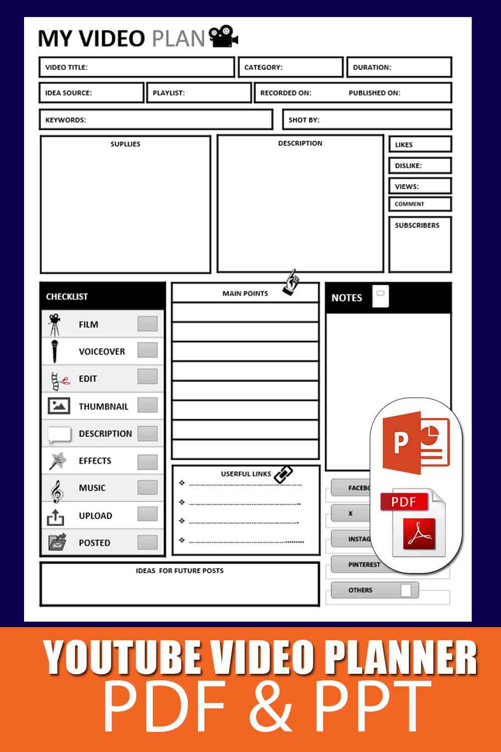 Printable YouTube Video Planner